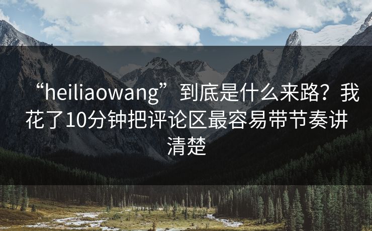 “heiliaowang”到底是什么来路？我花了10分钟把评论区最容易带节奏讲清楚